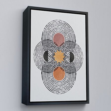 Siyah Çerçeveli Modern Renkli Şekliller Tablosu