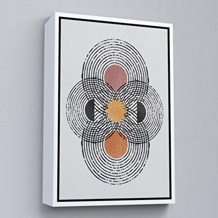 Siyah Çerçeveli Modern Renkli Şekliller Tablosu