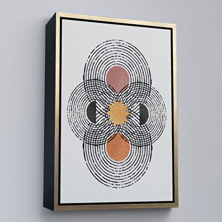 Siyah Çerçeveli Modern Renkli Şekliller Tablosu