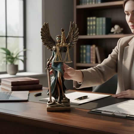 Dekoratif Kanatlı Adalet Heykeli – Terazi ve Kılıç Detaylı Dekoratif Biblo 24cm