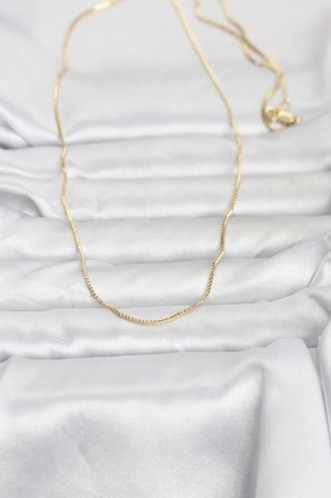 CM 14K Gold Renk İnce Kare Zincirli Model 60 cm Kadın Kolye 5886