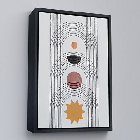 Altın Çerçeveli Modern Renkli Şekliller Tablosu