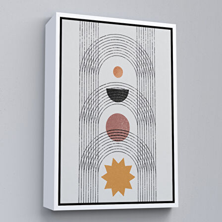 Altın Çerçeveli Modern Renkli Şekliller Tablosu