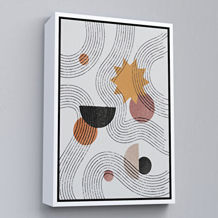 Altın Çerçeveli Modern Renkli Şekliller Tablosu