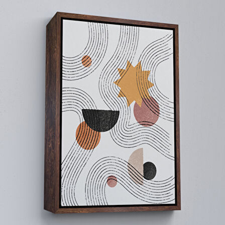 Altın Çerçeveli Modern Renkli Şekliller Tablosu