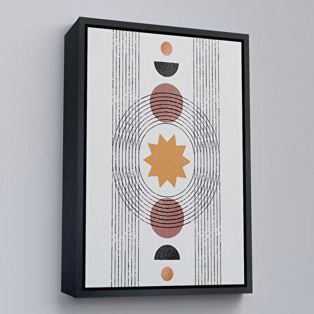 Altın Çerçeveli Modern Renkli Şekliller Tablosu