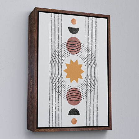 Altın Çerçeveli Modern Renkli Şekliller Tablosu