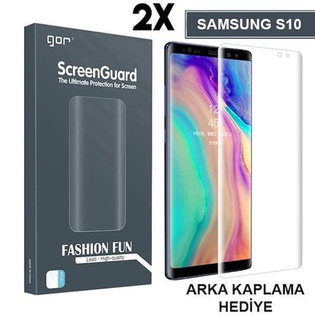 Gor Sm Galaxy S10 3d Kavisli Darbe Emici Full Ekran Koruyucu 2 Adet Set-(5775) — Renk: Şeffaf 2