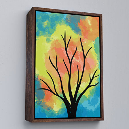 Siyah Çerçeveli Modern Renkli Ağaç Tablosu