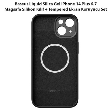 Liquid Silica Gel İphone 14 Plus 6.7 Magsafe Silikon Kılıf + Tempered Ekran Koruyucu Set- 5775 Renk: