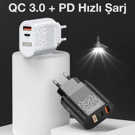 USLİON 20W USB QC3.0 Şarj PD3.0 Hızlı Şarj Aleti Şarj Başlık-(5775)