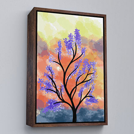 Kahverengi Çerçeveli Modern Renkli Ağaç Tablosu