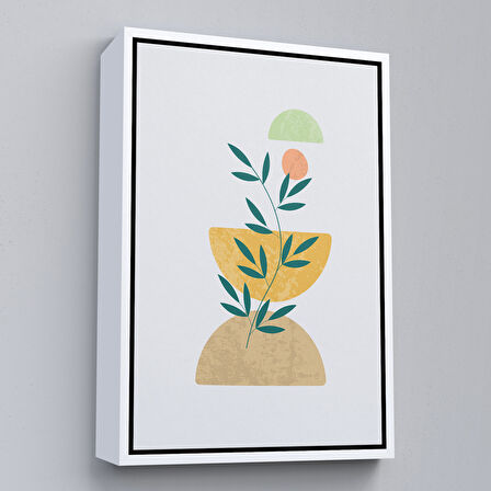 Beyaz Çerçeveli Soft İskandinav Soyut Şekiller Tablosu