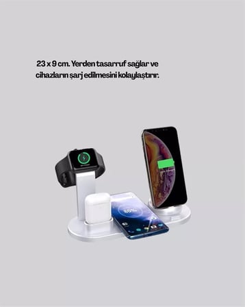 Marsilyan Şarj Cihazı Gümüş Universal 4 USB Portlu Döner Bağlantılı Kaymaz Tabanlı