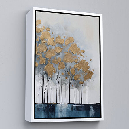 Altın Çerçeveli Modern Altın Ağaçlar Tablosu