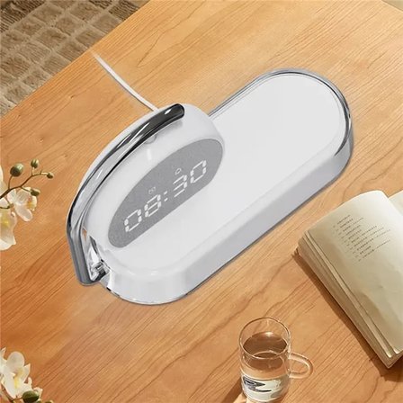 ALLY K01T 15W Led Işıklı Kablosuz Şarj Cihazı Çalar Saat-(5775)