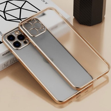 iPhone 12 Pro Max 6.7inç Renkli Kenar Şeffaf Kılıf Kamera Korumalı Kılıf-(5775)