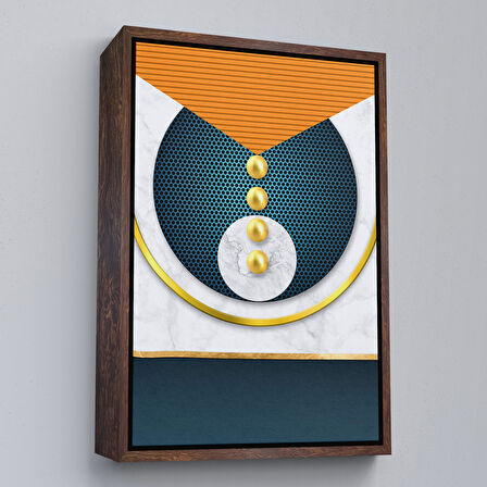 Kahverengi Çerçeveli Modern Renkli Şekliller Tablosu