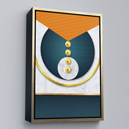 Kahverengi Çerçeveli Modern Renkli Şekliller Tablosu