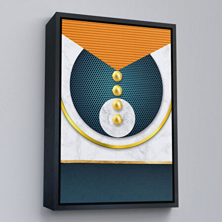 Kahverengi Çerçeveli Modern Renkli Şekliller Tablosu