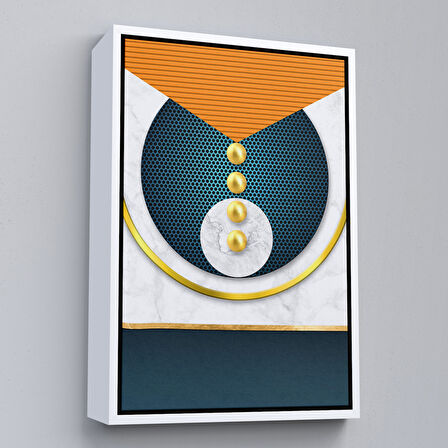 Kahverengi Çerçeveli Modern Renkli Şekliller Tablosu