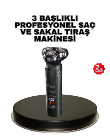Kablosuz Profesyonel Erkek Bakım Seti – 3 Başlıklı 3D Akıllı Kesim Taşınabilir