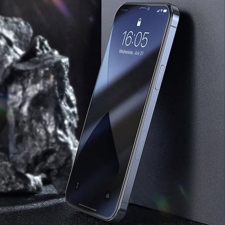 Baseus İPhone 12 Pro Max 6.7 023mm Anti Spy Çerçeveli Tempered Cam Ekran Koruyucu 2 Adet Set-(5775) 