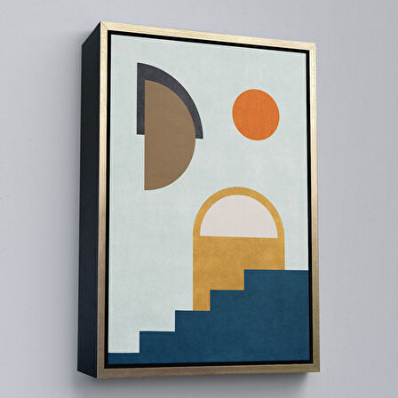 Beyaz Çerçeveli Modern Renkli Soyut Tablo