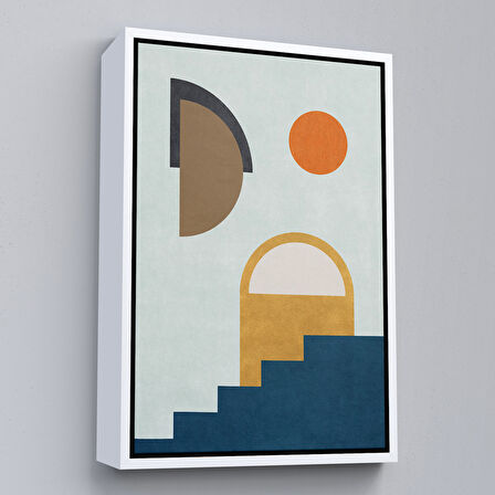 Kahverengi Çerçeveli Modern Renkli Soyut Tablo