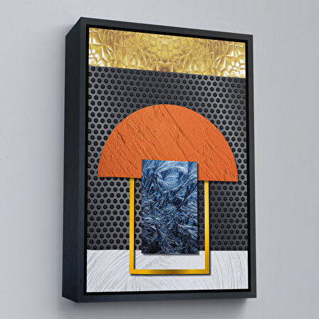 Altın Çerçeveli Modern Renkli Soyut Tablo