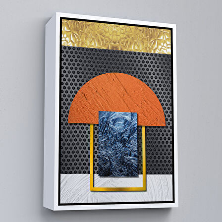 Kahverengi Çerçeveli Modern Renkli Soyut Tablo