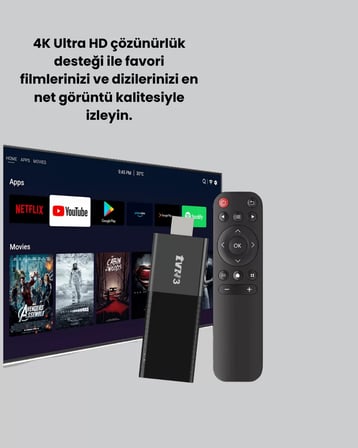 WiFi ve Bluetooth Destekli Android TV Dönüştürücü Stick