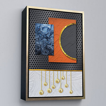 Kahverengi Çerçeveli Modern Renkli Soyut Tablo