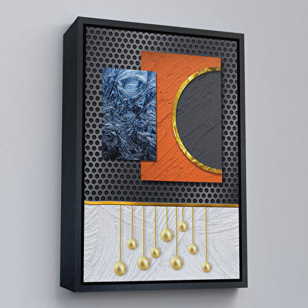 Kahverengi Çerçeveli Modern Renkli Soyut Tablo