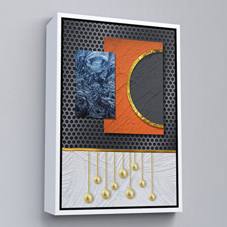 Kahverengi Çerçeveli Modern Renkli Soyut Tablo