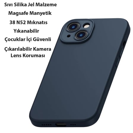 Baseus Liquid Silica Gel iPhone 14 6.1 Magsafe Silikon Kılıf + Tempered Ekran Koruyucu Set-(5775) — 