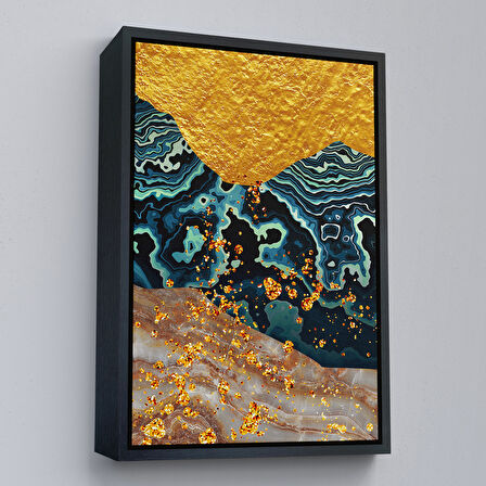 Kahverengi Çerçeveli Modern Renkli Soyut Tablo