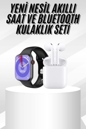 Yeni Nesil Akıllı Saat Ve Kulaklık Seti Gümüş Kasa Zarif Tasarım Çok Fonksiyonlu