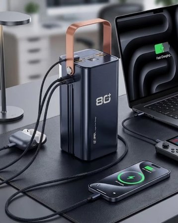 80000 mAh Taşınabilir Powerbank Süper Hızlı Şarj Çoklu Çıkış ve LED Göstergeli