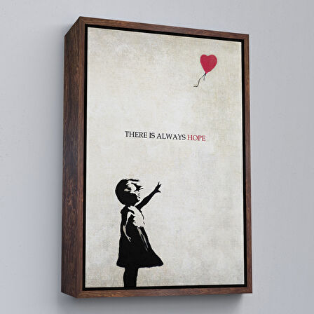 Beyaz Çerçeveli Banksy Kırmızı Balonlu Kız Dekoratif Modern Kanvas Tablo