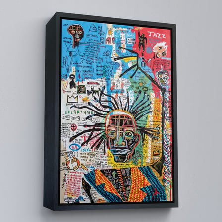 Altın Çerçeveli Jean Michel Basquiat Jazz King Kanvas Tablo, Jazz King Canvas Tablo