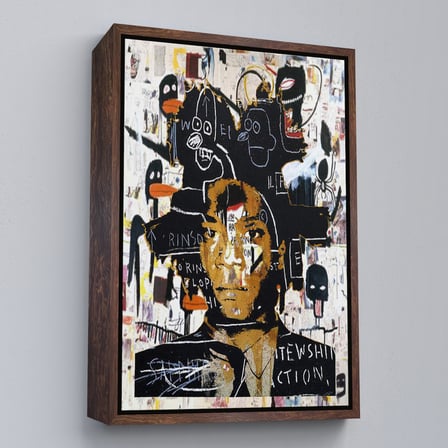Kahverengi Çerçeveli Jean Michel Basquiat'ın Kendi Portresi Kanvas Tablo