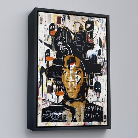 Kahverengi Çerçeveli Jean Michel Basquiat'ın Kendi Portresi Kanvas Tablo