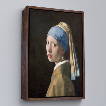 Beyaz Çerçeveli İnci Küpeli Kız Kanvas Tablo, Ressam Johannes Vermeer