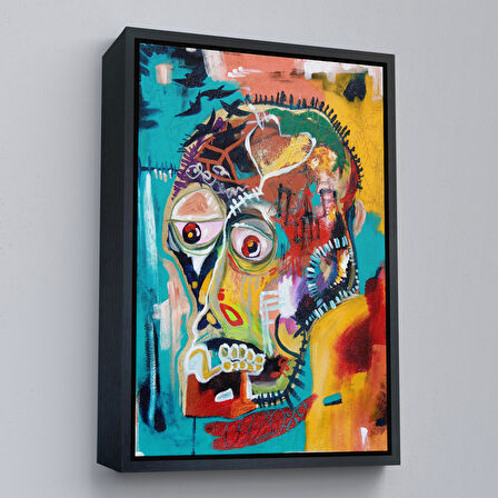 Siyah Çerçeveli Jean Michel Basquiat, İsimsiz Kafatası 1981 Kanvas Tablosu