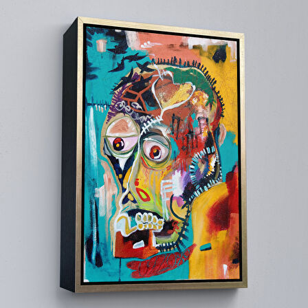 Siyah Çerçeveli Jean Michel Basquiat, İsimsiz Kafatası 1981 Kanvas Tablosu