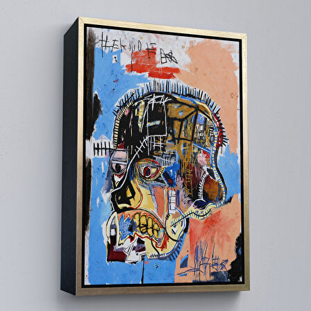 Beyaz Çerçeveli Jean Michel Basquiat,İsimsiz Kafatası 1981 Sergi Tablosu