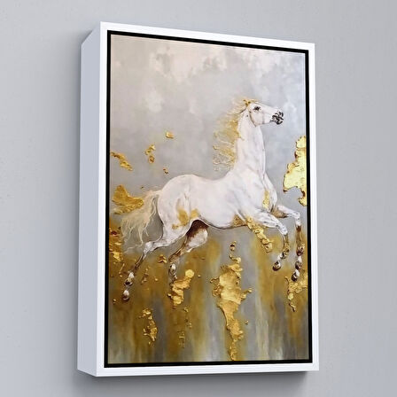 Siyah Çerçeveli Modern Soyut At Tablosu