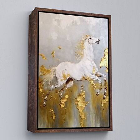 Siyah Çerçeveli Modern Soyut At Tablosu