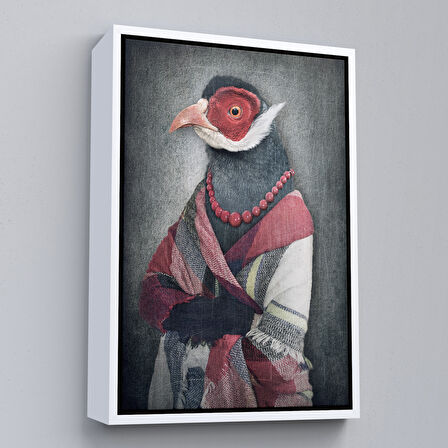 Altın Çerçeveli Kuş Kafalı İnsan Kanvas Tablo